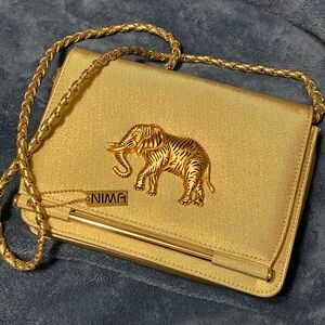 VINTAGE NIMA 80’s GLAM GOKD ELEPHANT 3D CROSSBODY HANDBAG